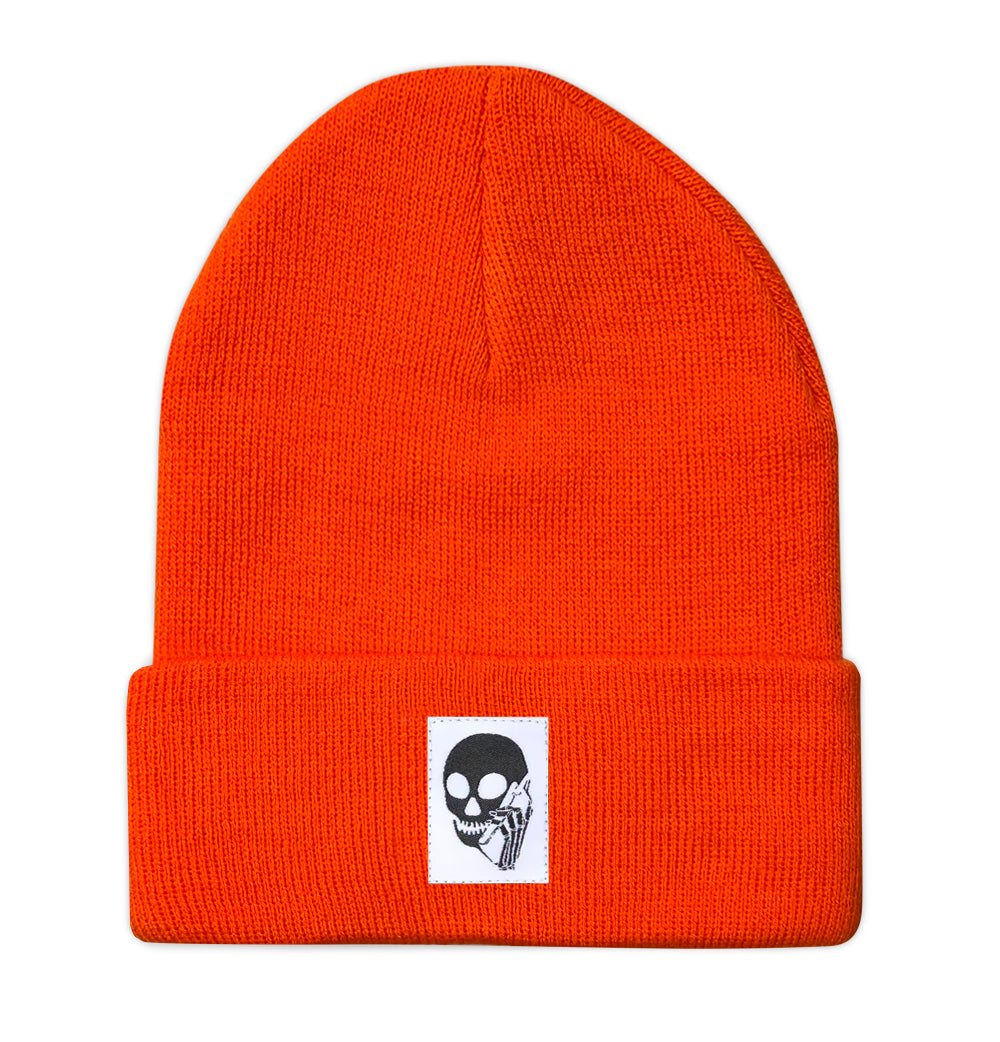 SKULLPHONE Cuff Fold Beanie Orange